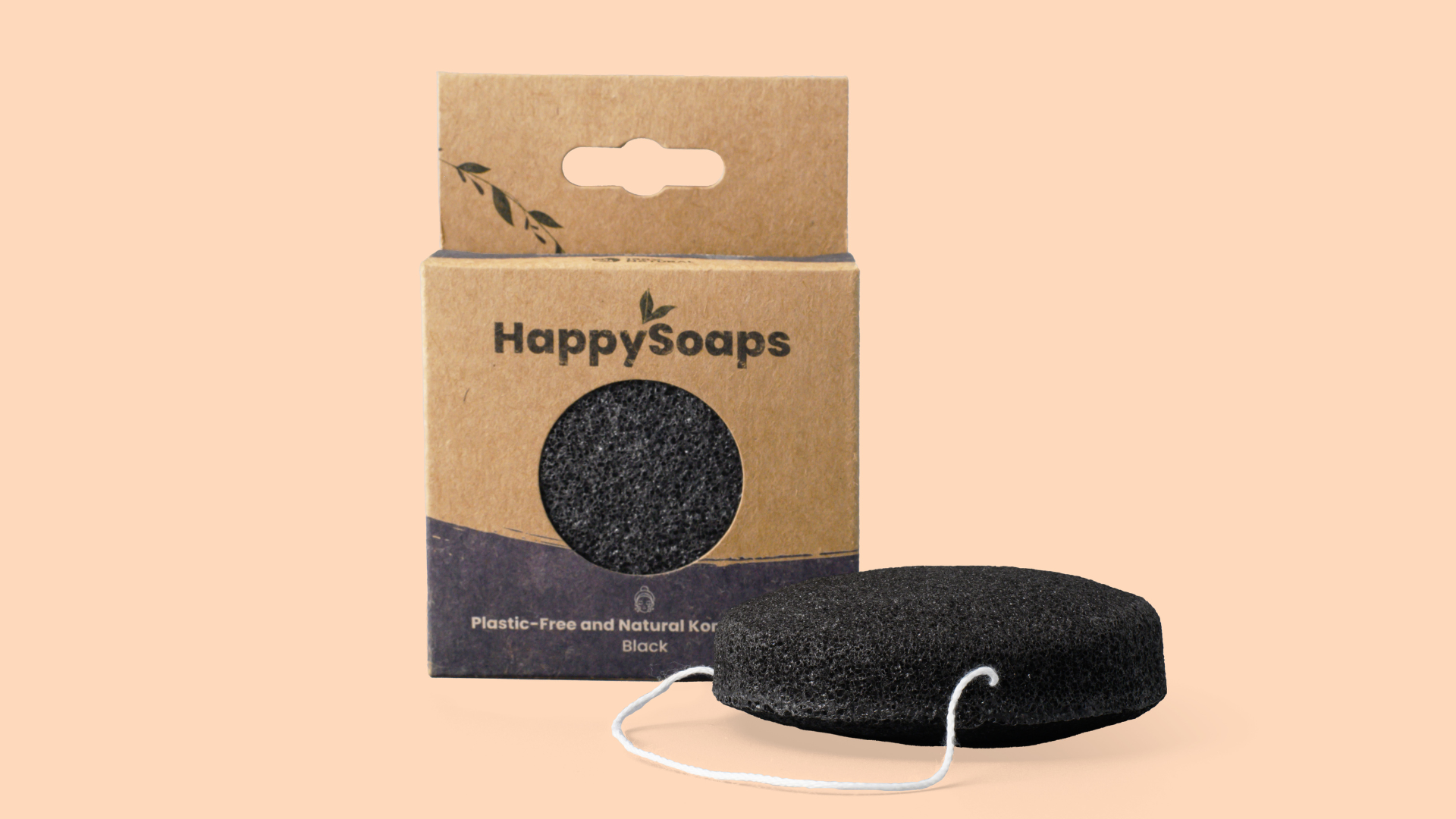 100% Natuurlijke Konjac Spons - Zwart