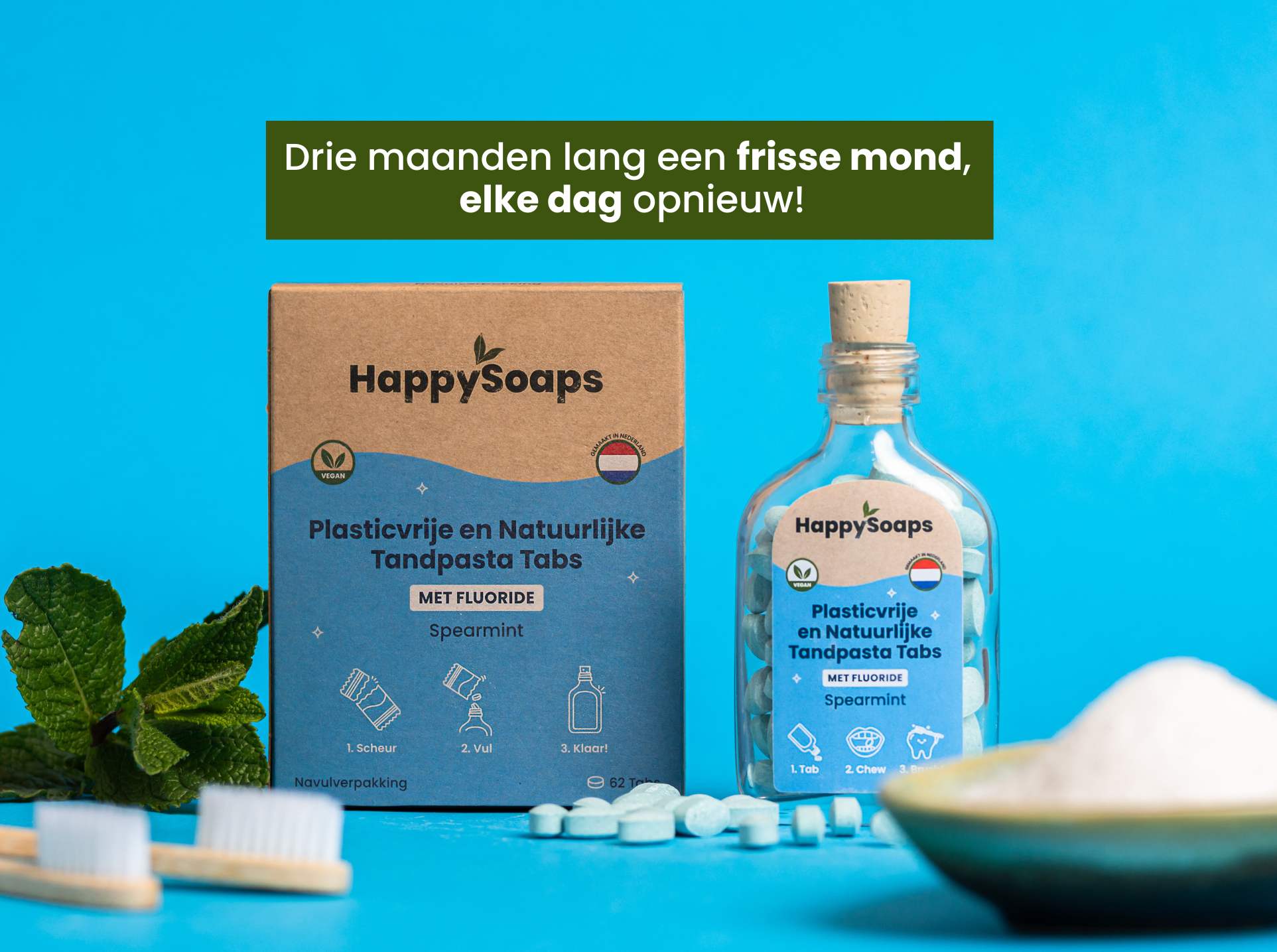 Kwartaalbox 3x Navulverpakking Tandpasta Tabs - Met Fluoride
