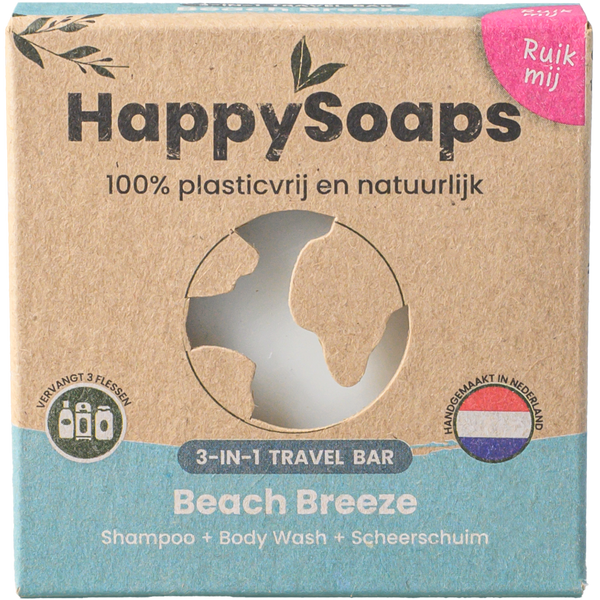 3-in-1 Travel Wash Bar - Beach Breeze Cadeau, HappySoaps NL