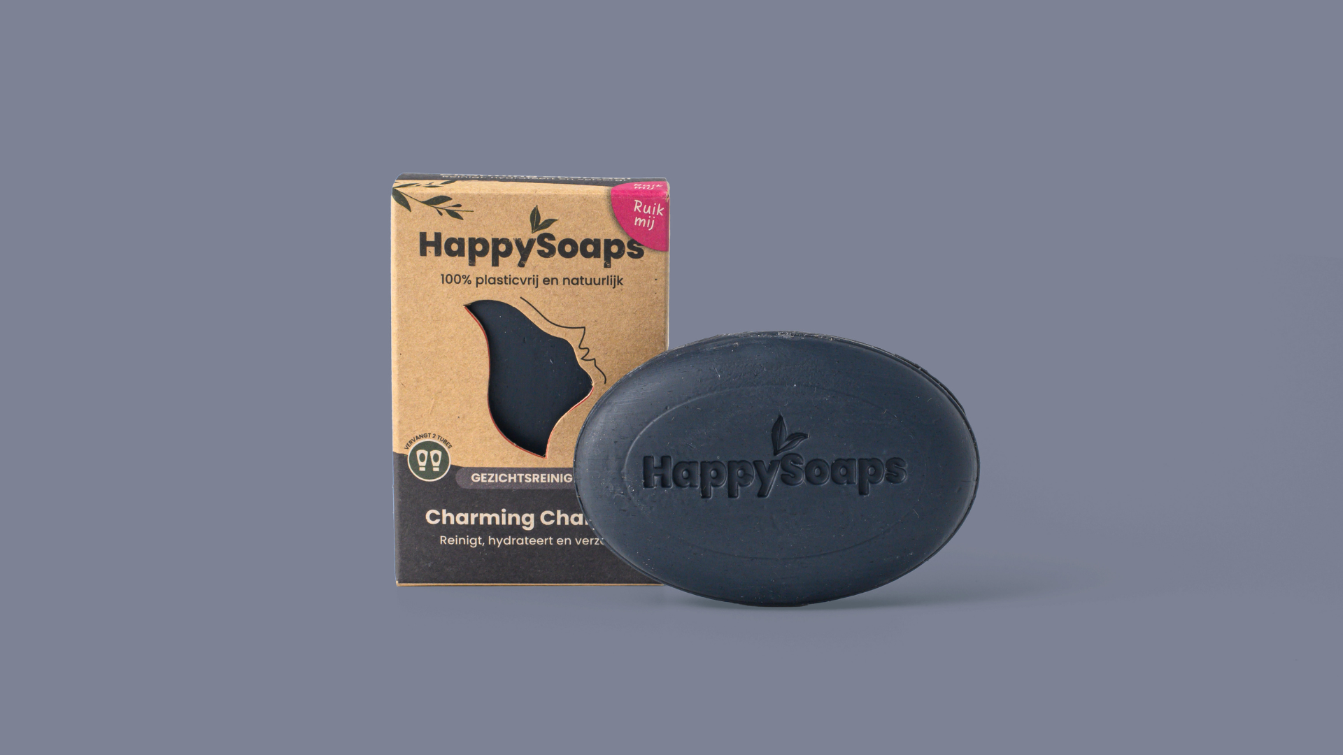 Gezichtsreiniger Bar Houtskool en Sandalwood, HappySoaps NL