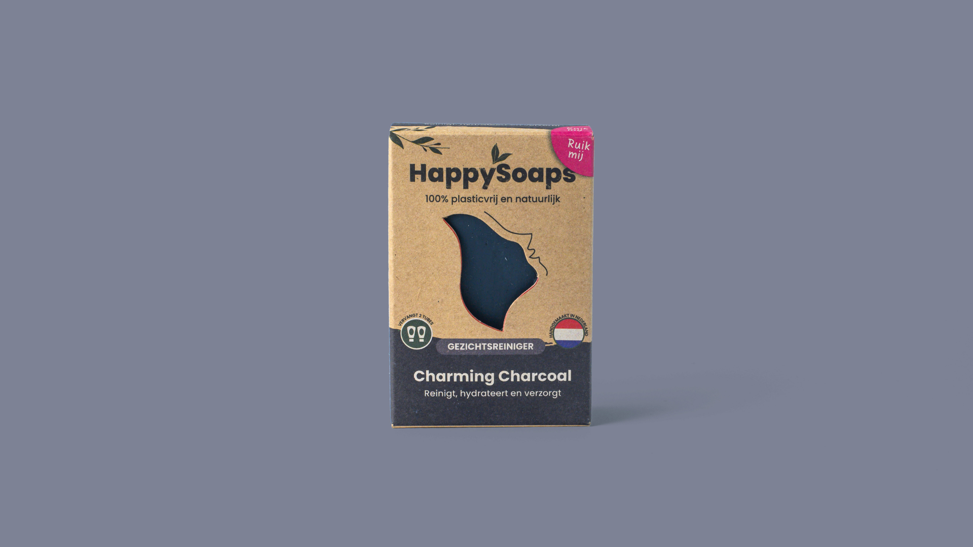 Gezichtsreiniger Bar Houtskool en Sandalwood, HappySoaps NL