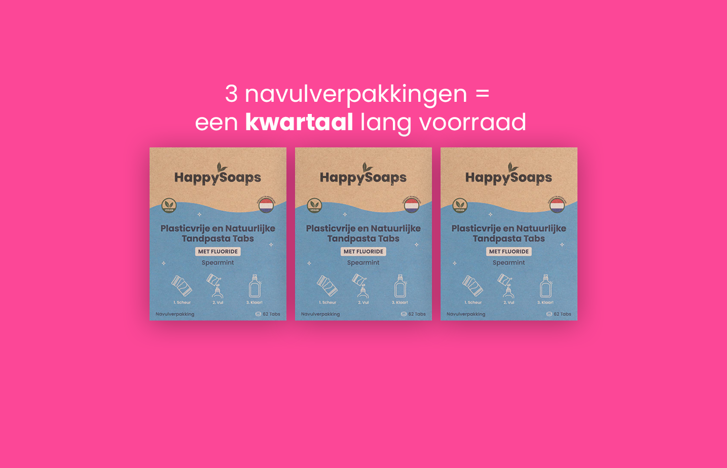 Kwartaalbox 3x Navulverpakking Tandpasta Tabs - Met Fluoride