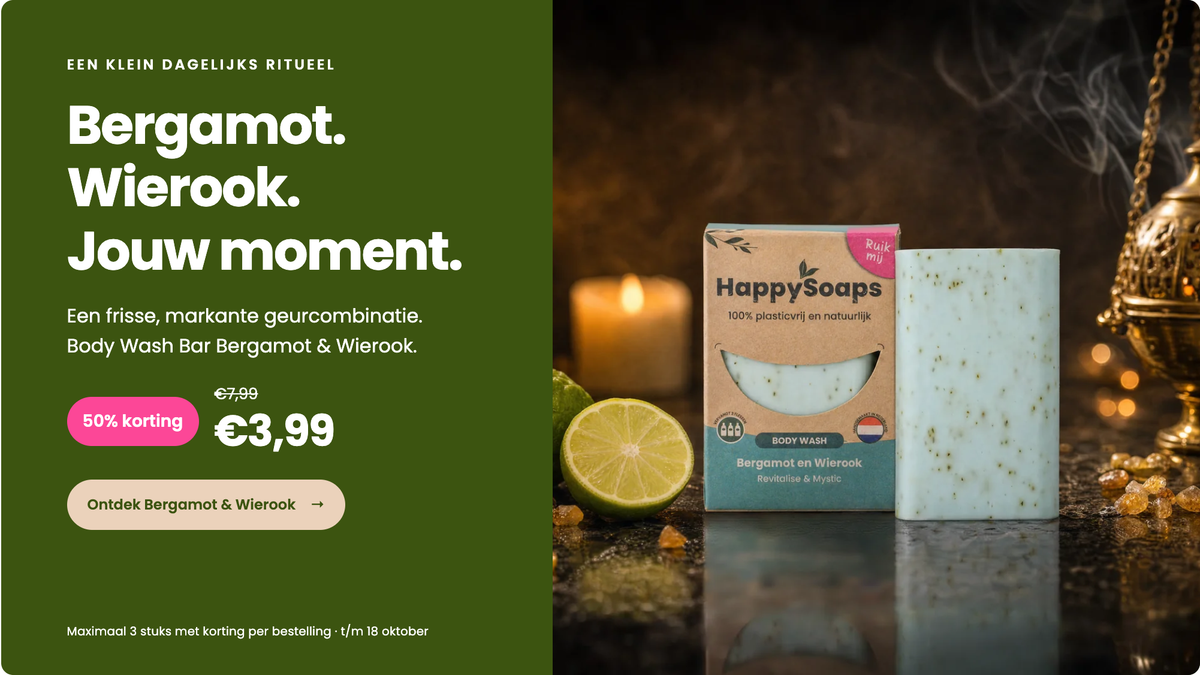 Body Wash Bar Bergamot en Wierook: 50% korting, van €7,99 voor €3,99. Maximaal 3 stuks met korting per bestelling, t/m 18 oktober.