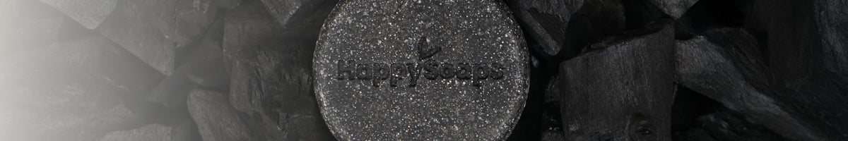 Zwarte HappySoaps Shampoo Bar op houtskool, voor snel vet wordend haar