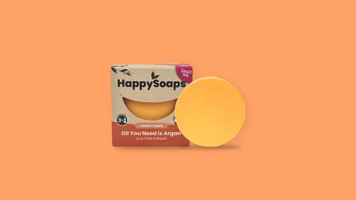 HappySoaps Conditioner Bar Oil You Need is Argan doos en bar