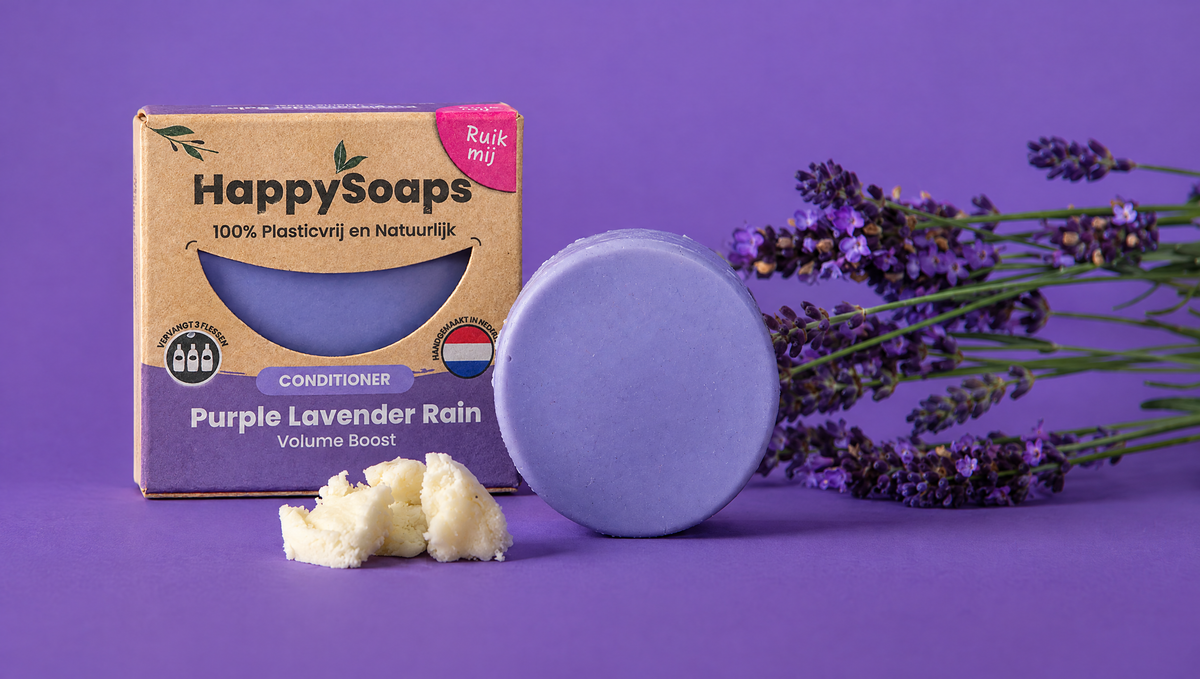 HappySoaps Conditioner Bar Purple Lavender Rain met lavendel en shea butter