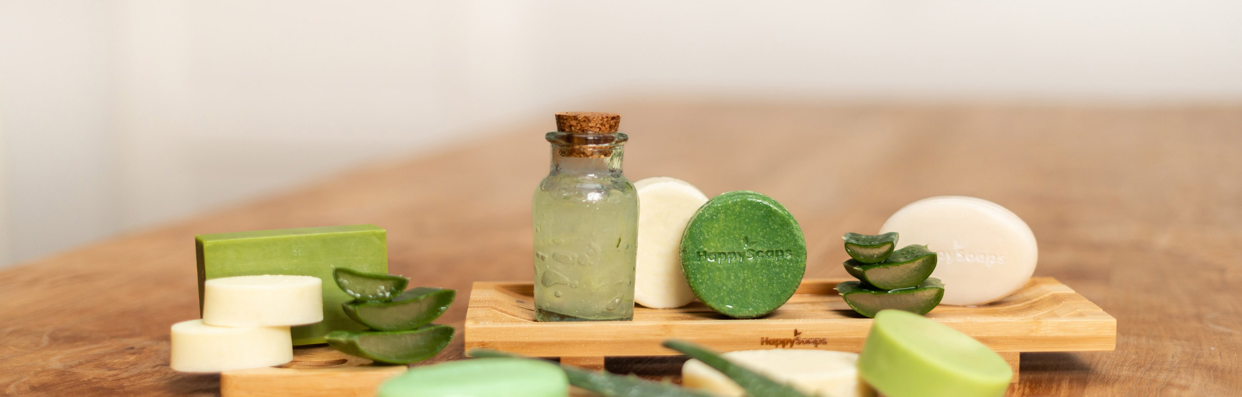 Aloë Vera Geurbundel - Shampoo, Conditioner en Body Wash Bar, HappySoaps NL