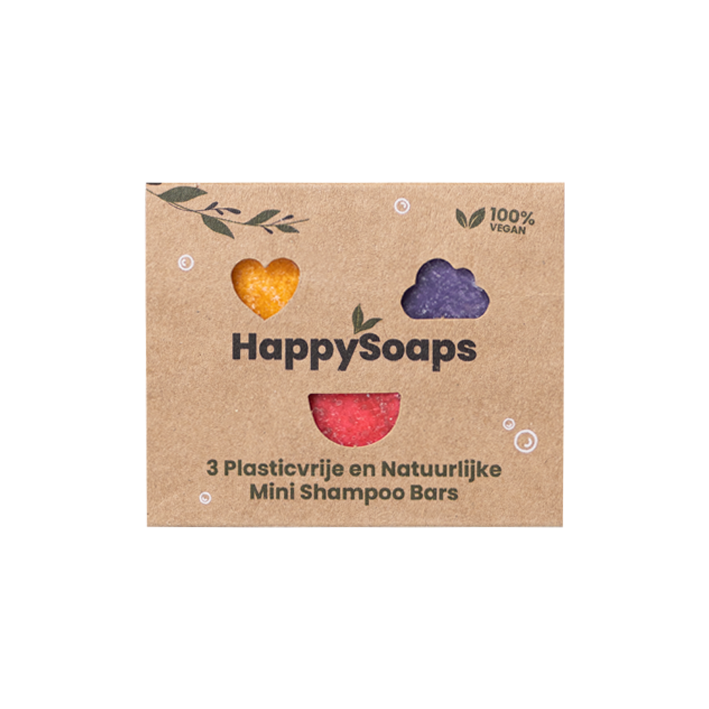 Sleeve met 3 Mini Shampoo Bars naar keuze, HappySoaps NL