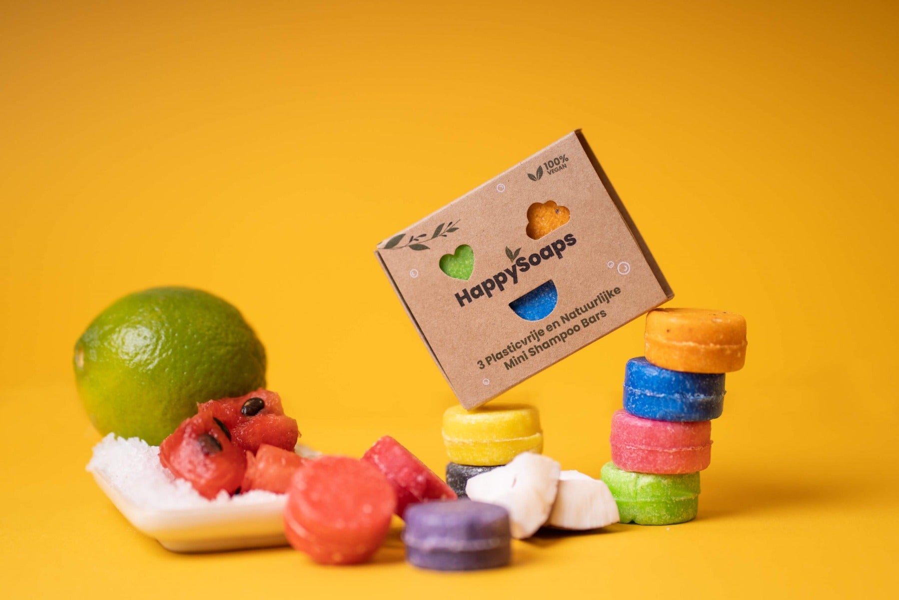 Sleeve met 3 Mini Shampoo Bars naar keuze, HappySoaps NL