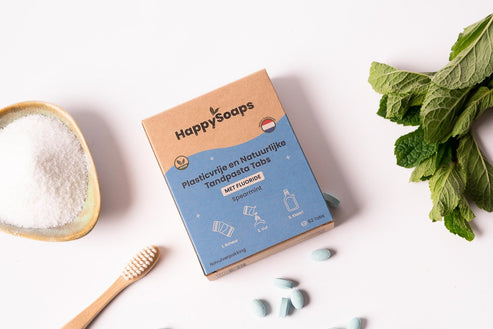 Navulverpakking Tandpasta Tabs – Met Fluoride – Spearmint, HappySoaps NL