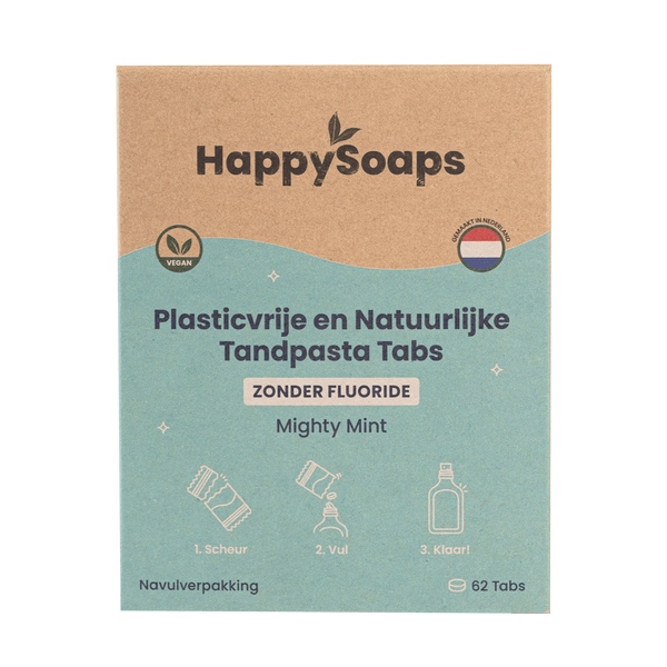 Navulverpakking Tandpasta Tabs – Zonder Fluoride – Mighty Mint, HappySoaps NL