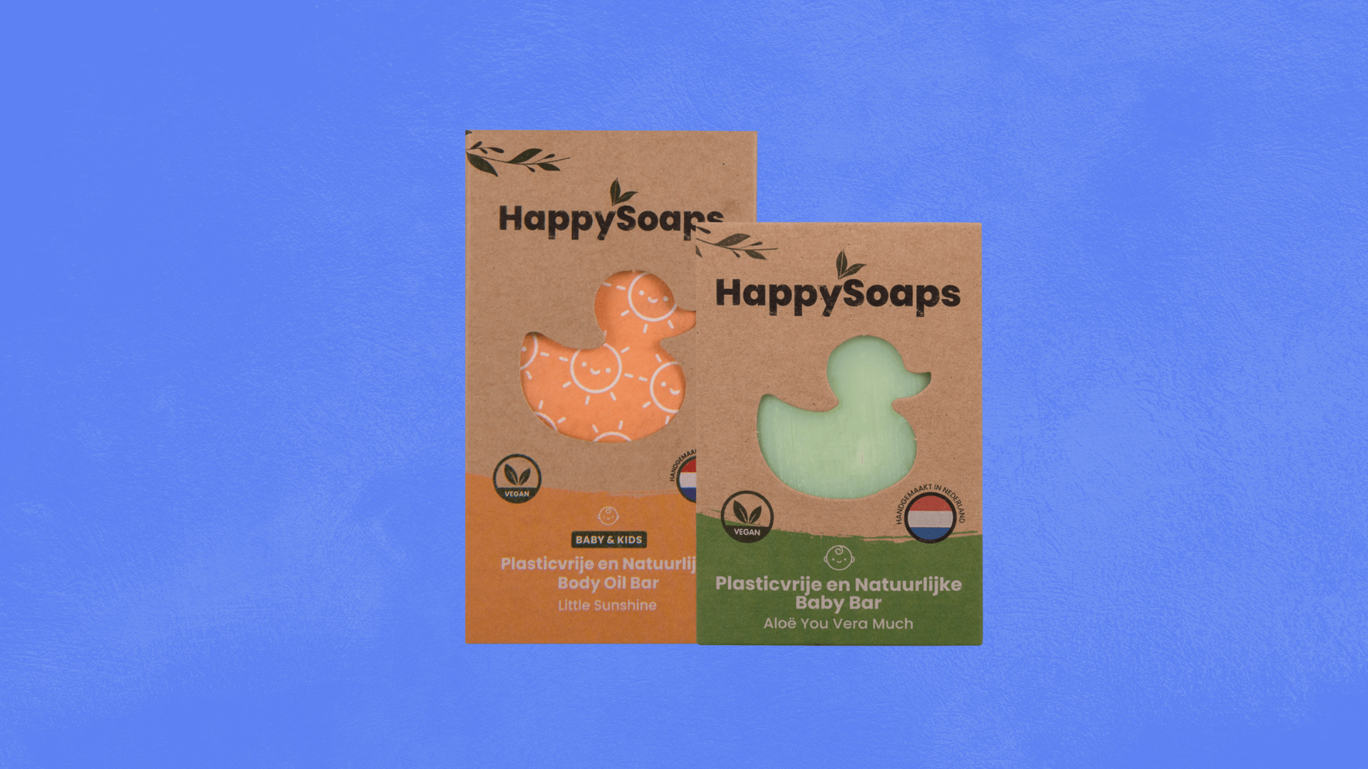 Bundel met 1 Baby & Kids Shampoo Bar en Body Wash Bar en 1 Baby & Kids Body Oil Bar - HappySoaps NL