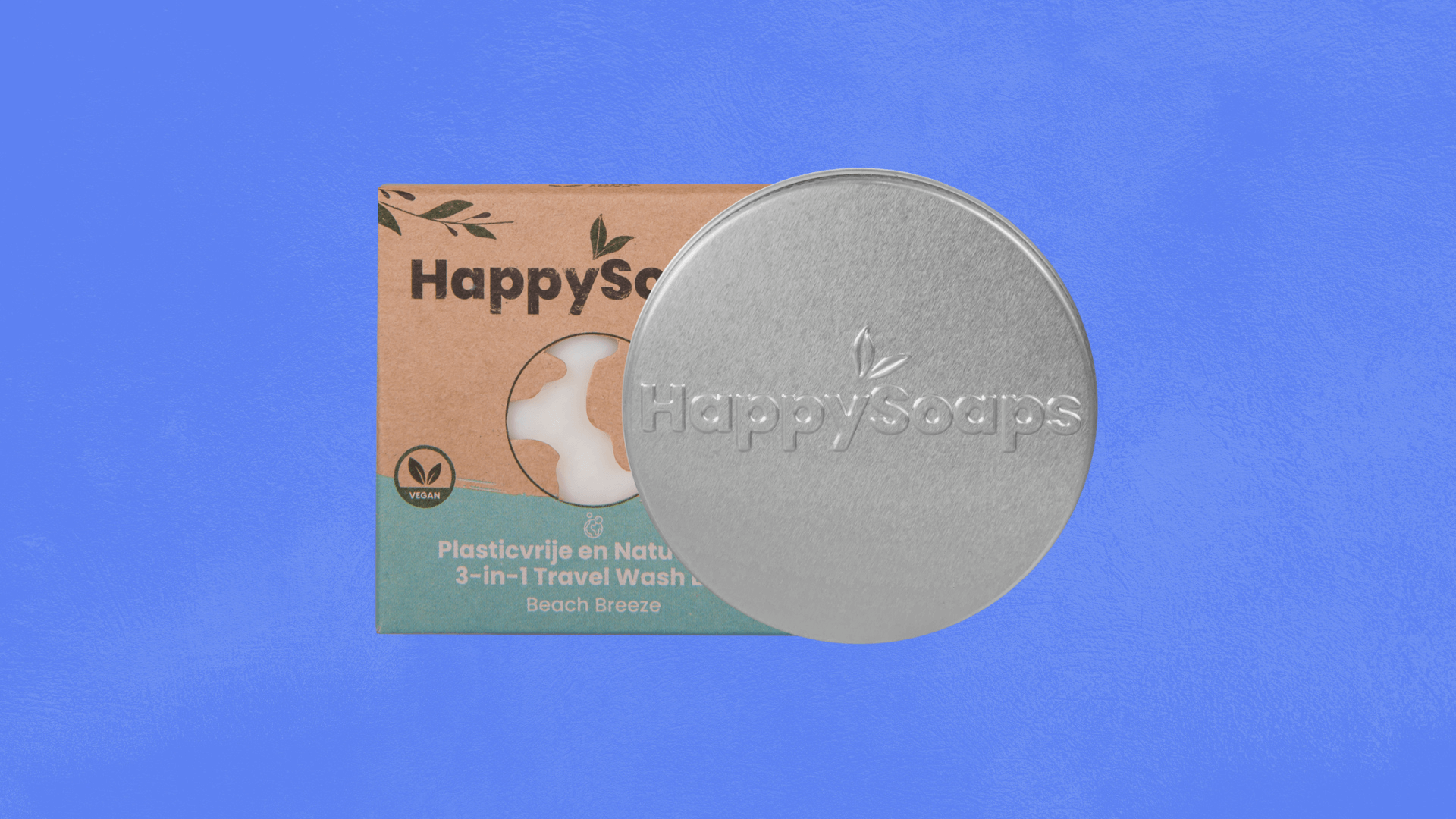 Bundel met 3-in-1 Travel Wash Bar en Reisblikje rond - HappySoaps NL