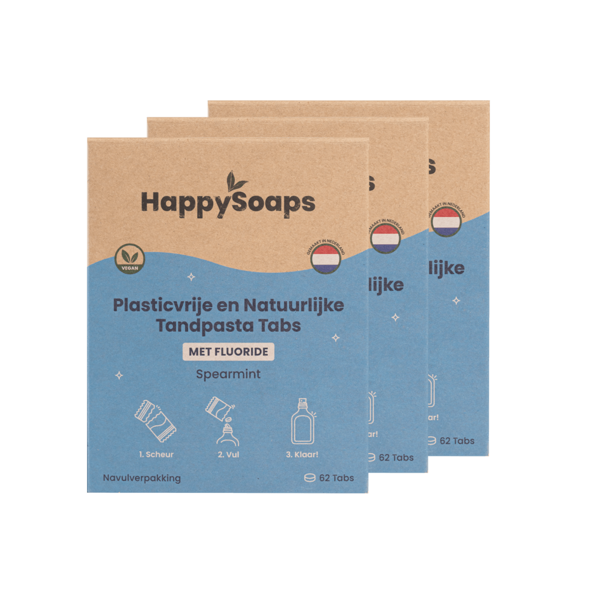 Kwartaalbundel met 3 Tandpasta Tabs Navulverpakkingen - HappySoaps NL