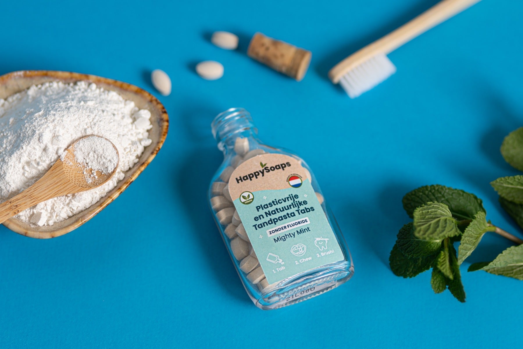 Tandpasta Tabs – Zonder Fluoride – Mighty Mint - HappySoaps NL
