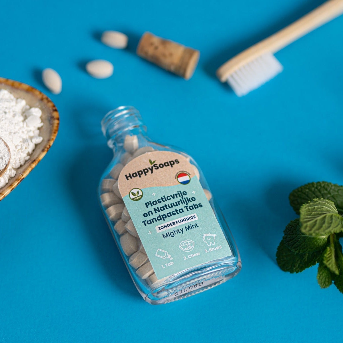 Tandpasta Tabs – Zonder Fluoride – Mighty Mint - HappySoaps NL